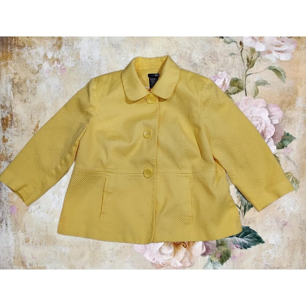 Jacket East 5th Women Yellow Cotton Blazer 18W Summertime 3/4 Sleeves